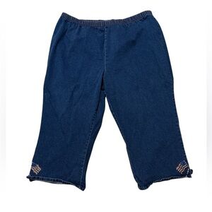 Denim 24/7 Pull On Plus Women's Jeans Capri Shorts Cute Stretch